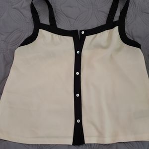 Cream/Black Button Up Tank